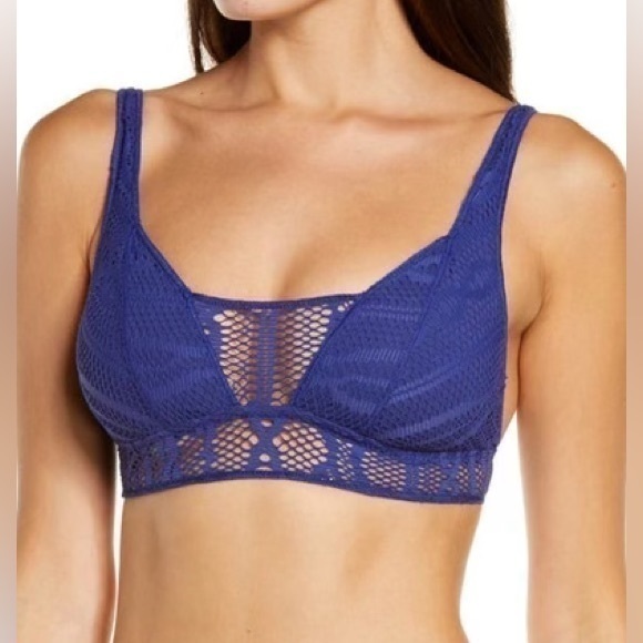 Becca By Rebecca Virtue Women's Blue Large Bikini Top Size Large Nwt